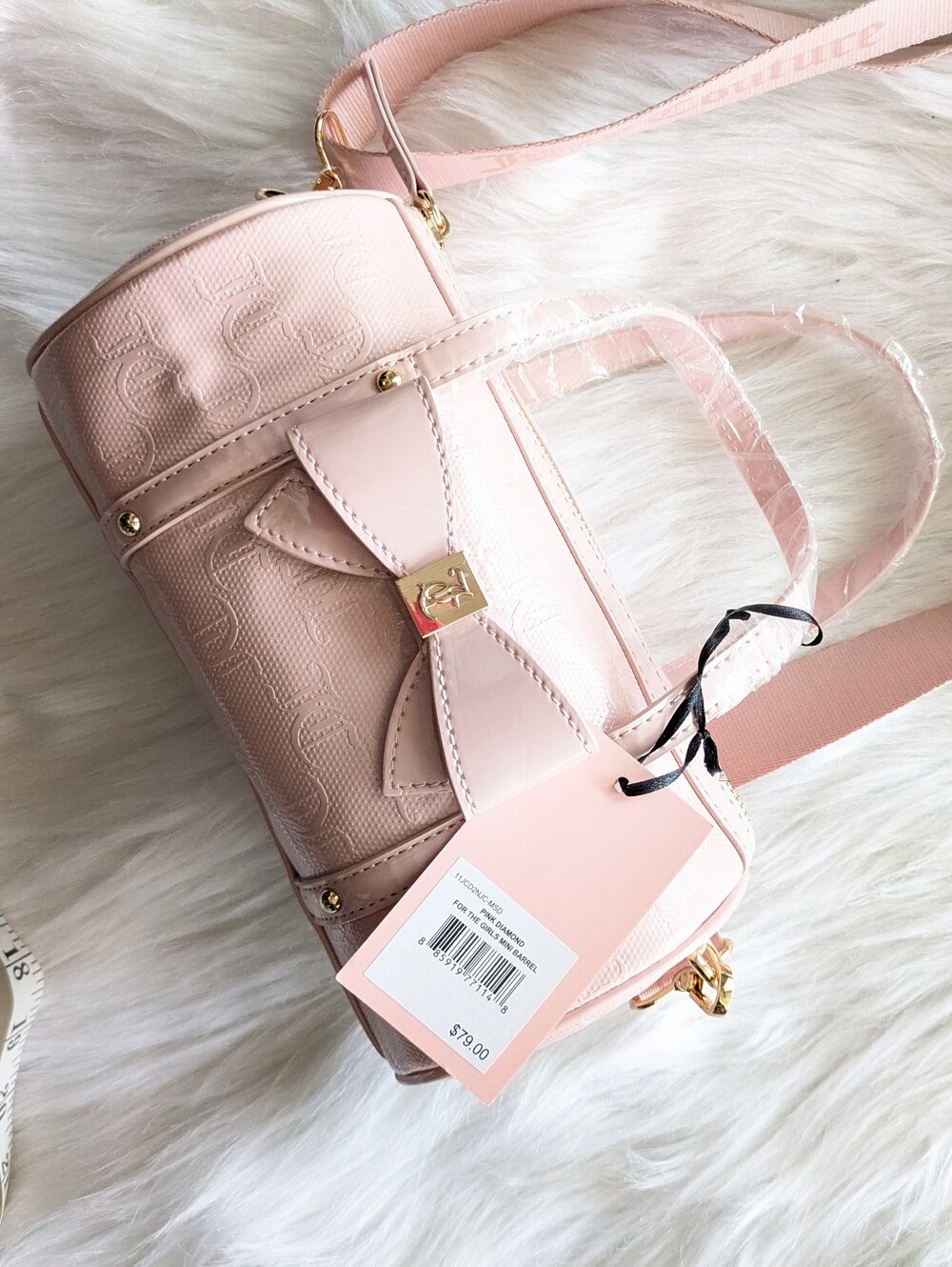 NWT Juicy Couture Pink Diamond For The Girls Mini Barrel Crossbody Purse Handbag